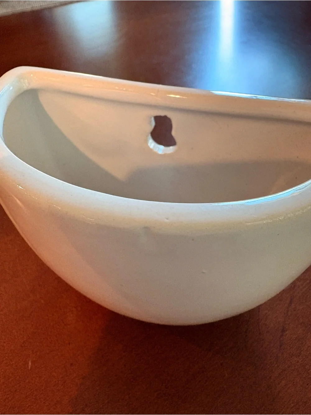 Ceramic Half-Moon Wall Pocket in White